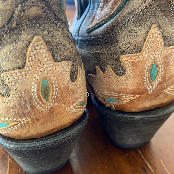 CORRAL Antique Saddle/Turquoise Eagle Overlay Boot 5M - Picture 7 of 13